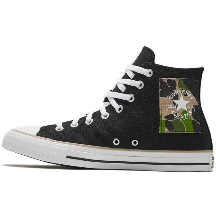 Converse Chuck Taylor All Star Camouflage Patch Retro High Top Canvas Shoes Unisex Sneakers Black White 167179C