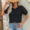 Lace Patchwork Round Neck Women's T-shirts