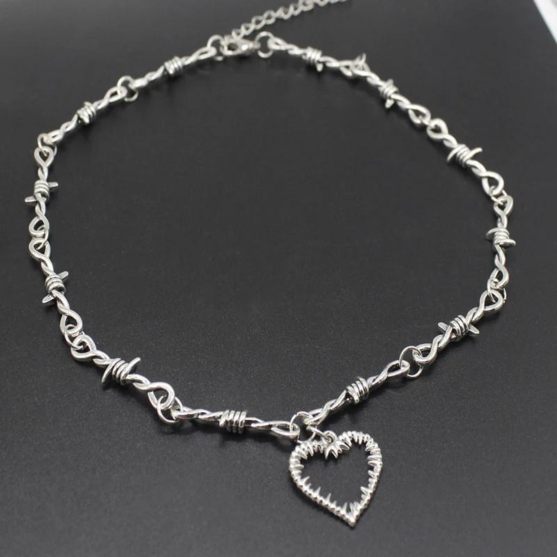 Nuovo piccolo filo spinato spine collana unisex collana donna hip-hop gotico punk stile filo spinato piccola catena di spine collare regalo