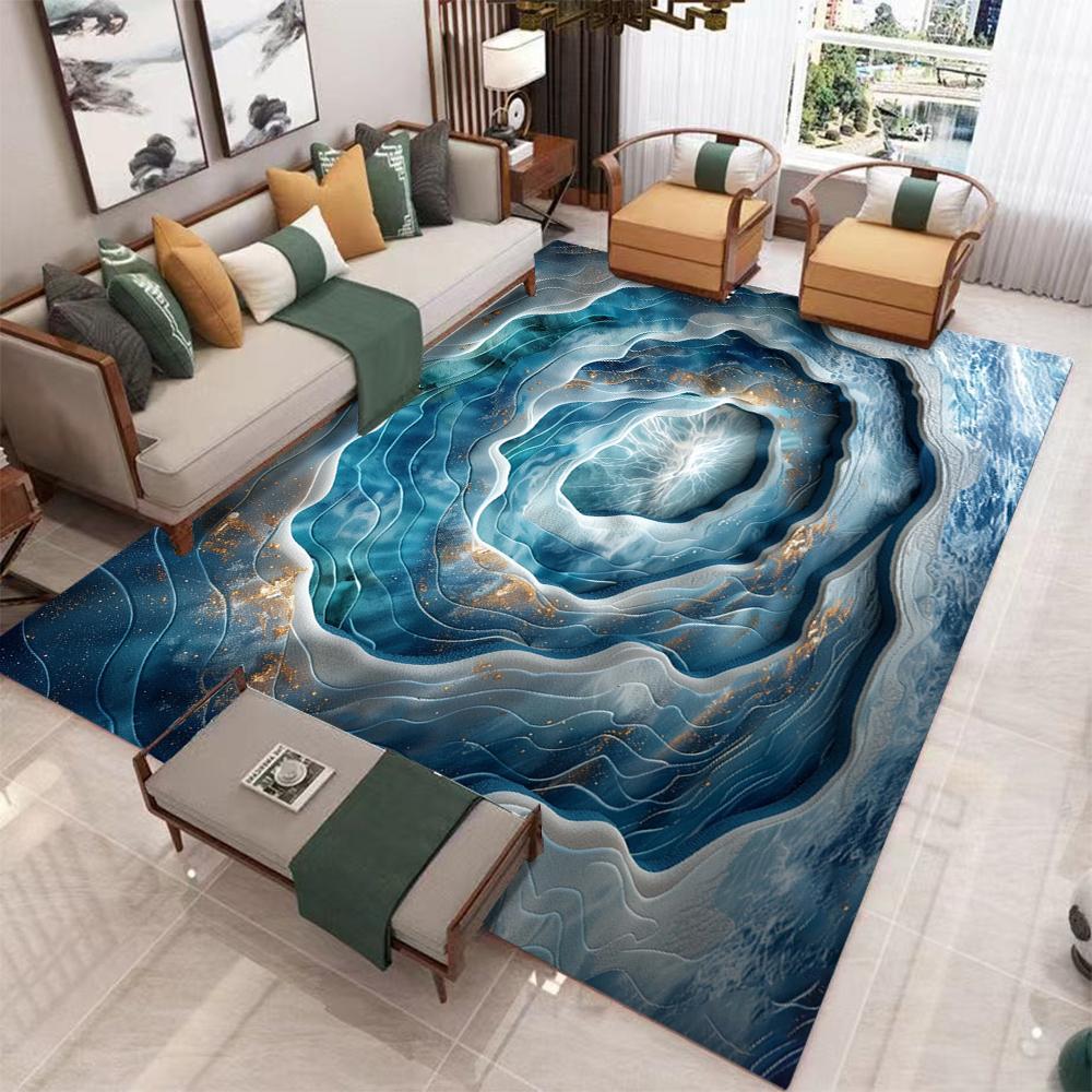 Glacier Ice Cave Carpet Endless Abyss Carpet Living Room Bedroom Full Carpet Visual Illusion Carpet Creative Decoration Rug