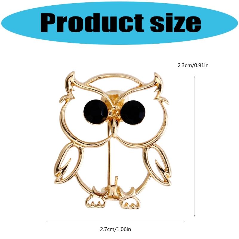 Polished Owl Brooch Fashionable Zinc Alloy Jewelry Lightweight Design For Women Men Gift Gold Silver Option