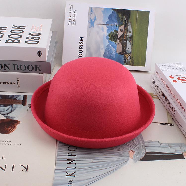 Meier Autumn and winter Korean version trend imitation wool styling small round hat, British retro top hat, round hat for men and women