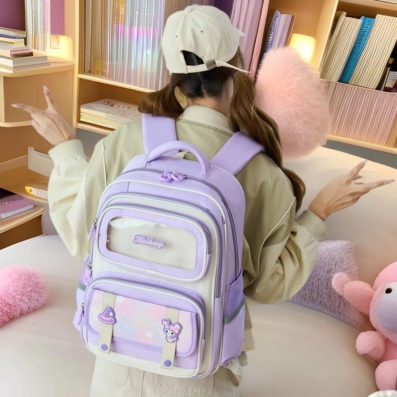 New Schoolbag for Girls and Primary School Students New Girls Spine Protection To Reduce the Burden On Children Cartoon Backpack
