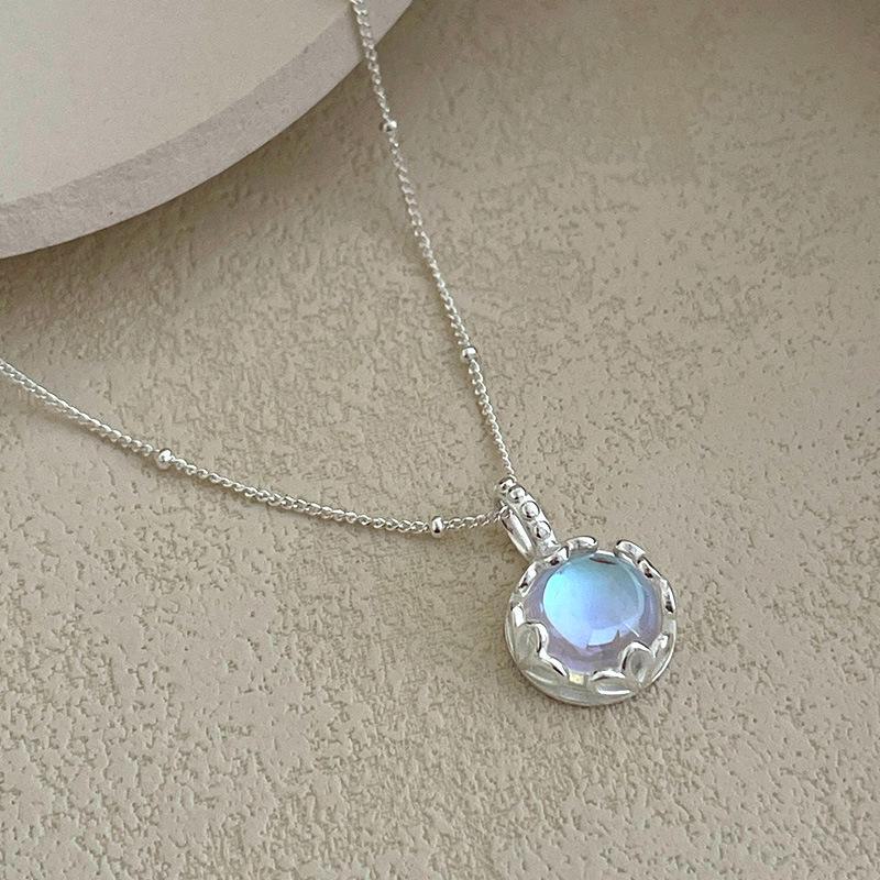 

Ожерелье с подвеской в виде цветка лунного камня Banyan Tree из серебра 925 пробы — красочная фантазийная цепочка на ключицу для женщин, модный стиль. NS3001, 925 Silver