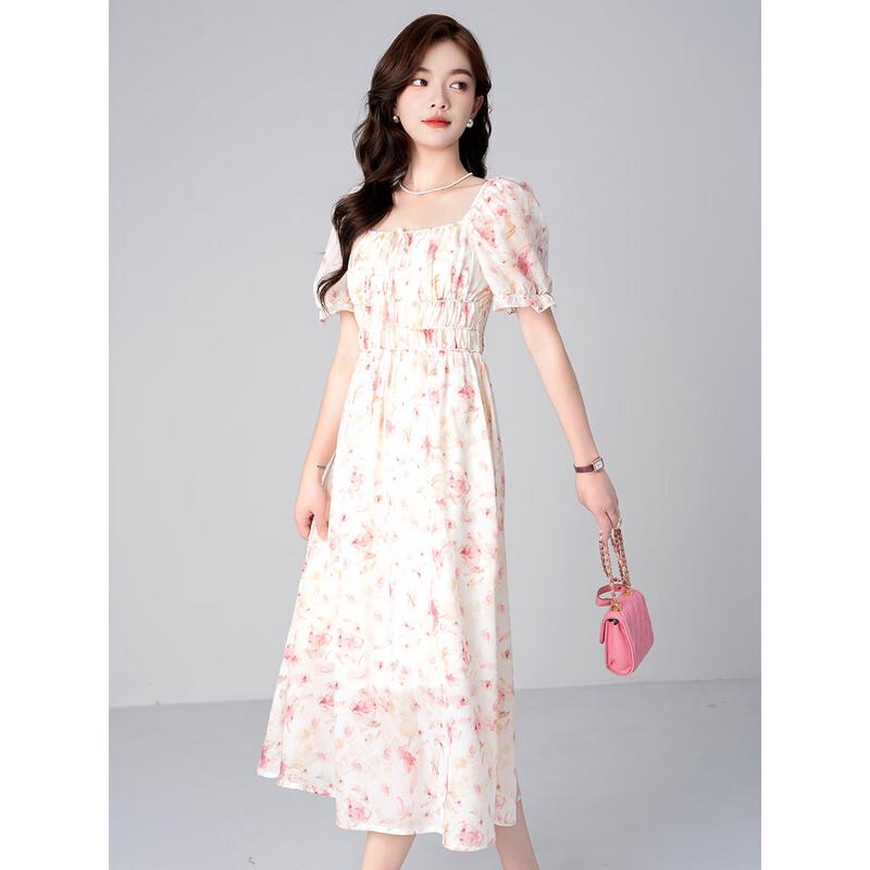 Aiyilian Women's French Floral Midi Dress