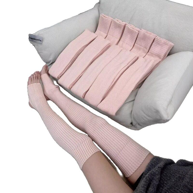 Baby Powder Knitted Splicing Square Tight Mouth Knee Socks Cover Small Sweet Potato Explosion 75Cm Stack Thin Long Tube Leg Cover