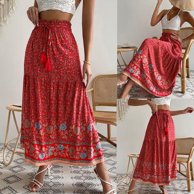Fashion Summer Long Trousers Wide Legs Floral Printed Plus Size Vacation Holiday Pants