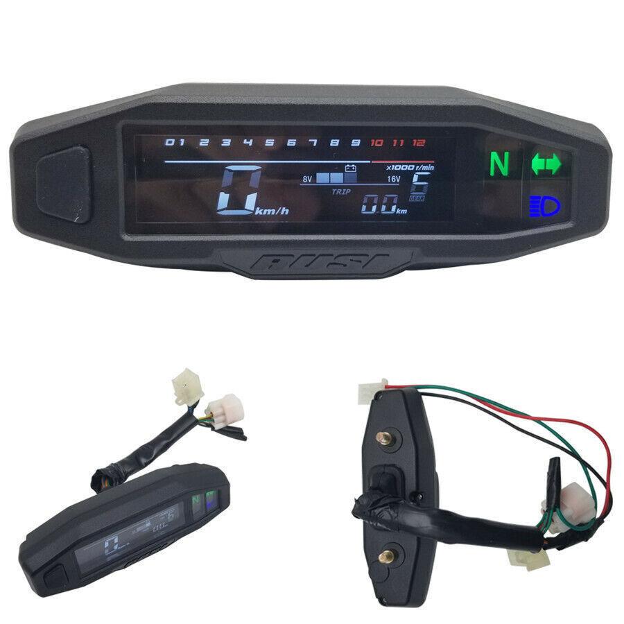 0-1200rpm Motorcycle LCD Digital Speed Meter Mini Odometer Speedometer Universal