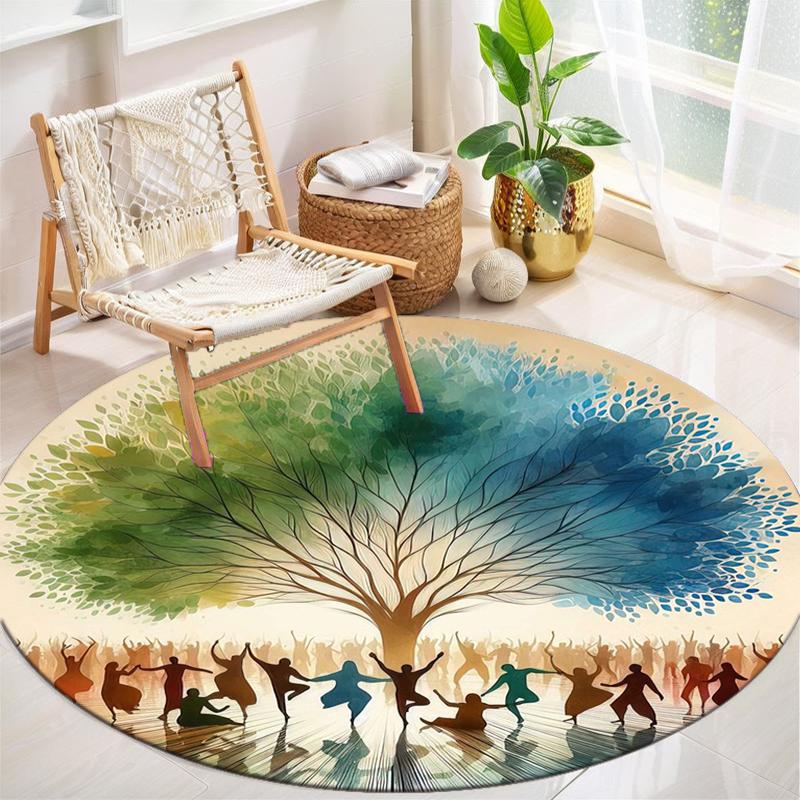 1Pc Tree of Life Circular Print Rug - home decoration Carpet For Living Room Bedroom Flooring Computer Chair Area Rug