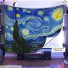 2D Van Gogh Starry Night Tapestry UV Black Light Reactive Famous Art Wall Hanging