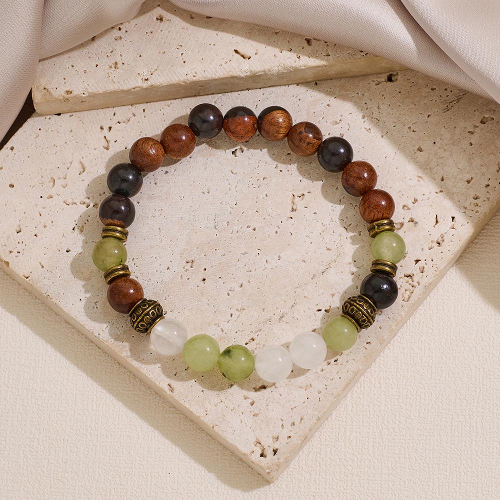 European Crystal Tiger Eye Elastic Bracelet, Natural Stone Beads Jewelry