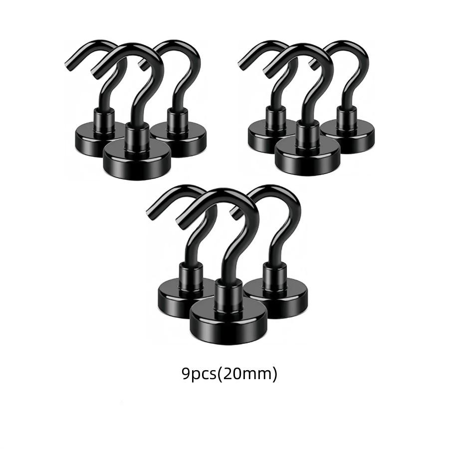 3/6/9ks Černý magnetický hák 50 Lbs Silný neodymový magnetický hák Pro zavěšení, Magnet s hákem Pro plavbu, BBQ, Domov, Kuchyň