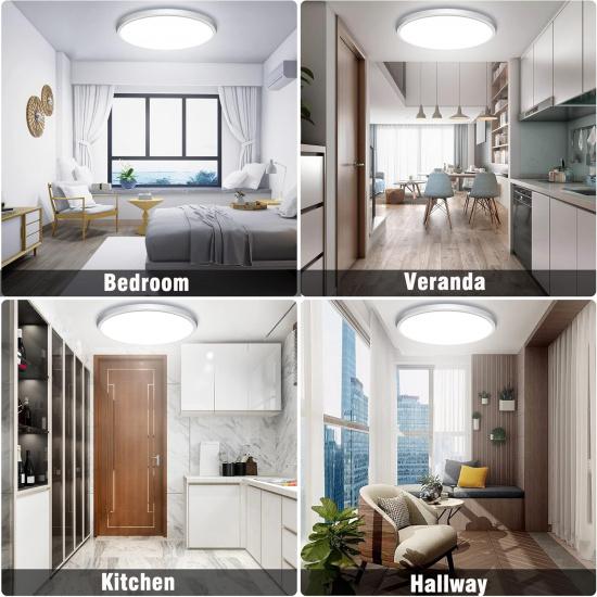 Motion Sensor Ceiling Light Wired - 12 Inch Motion Activated Flush Mount Lighting Fixture - 24W LED Ceiling Light for Closet, Hallway, Porch,