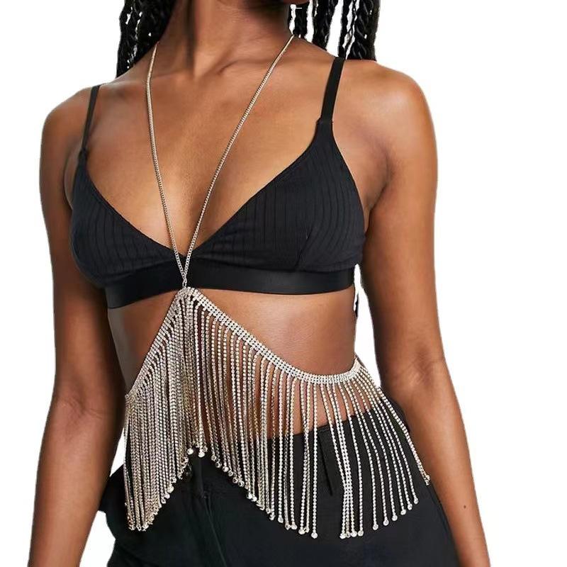 

New Shiny Rhinestone Long Fringed Waist Chain Women S Stage Performance Super Flash Crystal Body Chain Jewelry