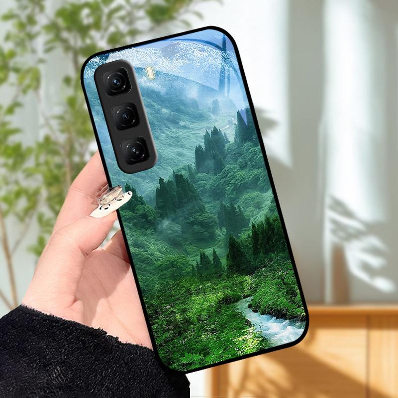 Für Infinix Hot 60 60i 60Pro Pro Plus Hülle X6886 Mode Luxus Gehärtetes Glas Handyhülle Für Infinix Hot60 Pro Plus Schutzhülle