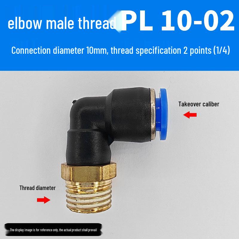 Trachea Connector PC8-02 Male Thread Quick Elbow Insert Pneumatic Throttle Valve