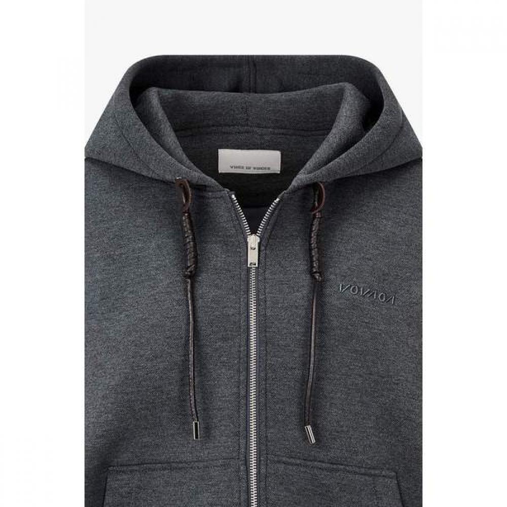 Vov Leather String Jersey Hooded Jumper