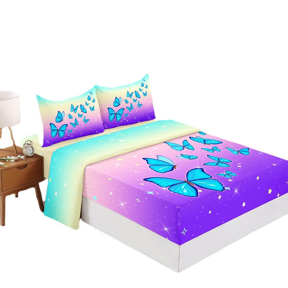 Four-Piece Mattress Color Gradual Change Bedding 3D Digital Printing Kit Mattress Protective Cover