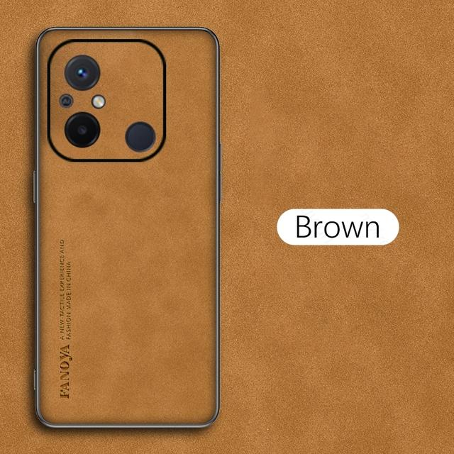 

Роскошный мягкий чехол из овчины из искусственной кожи для Xiaomi Redmi12C Note 12s 12 Pro Plus 11s 11Pro, матовая задняя крышка, чехлы Redmi Note 11s коричневый