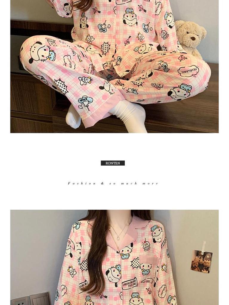 Japanese Style Cloud Cotton Cartoon Pajamas - Women's Long Sleeve Autumn Set - Popular Sweet Homewear