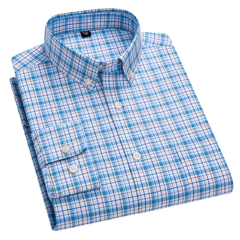 

2026 New Men s Long Sleeved Shirt Made Pure Cotton Comfortable Casual Checkered Style Designed Young Designers S-2XL-3XL-4XL 44