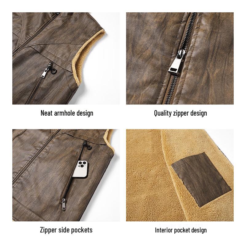 MiiOW Men's Warm Leather Vest