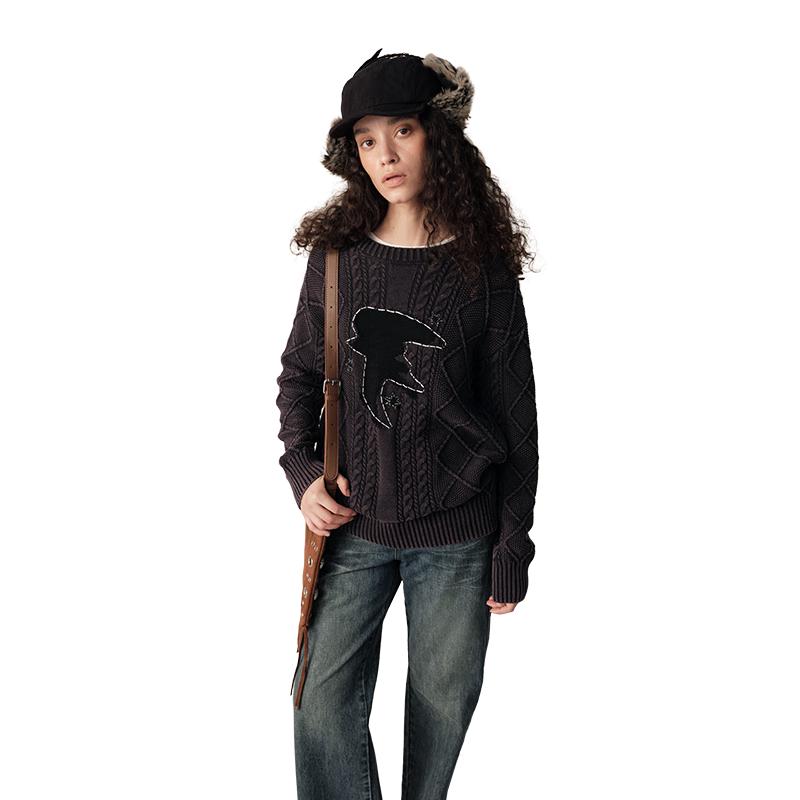 GREEN BELT Winter 2025 Cable Knit Cotton Pullover Sweater