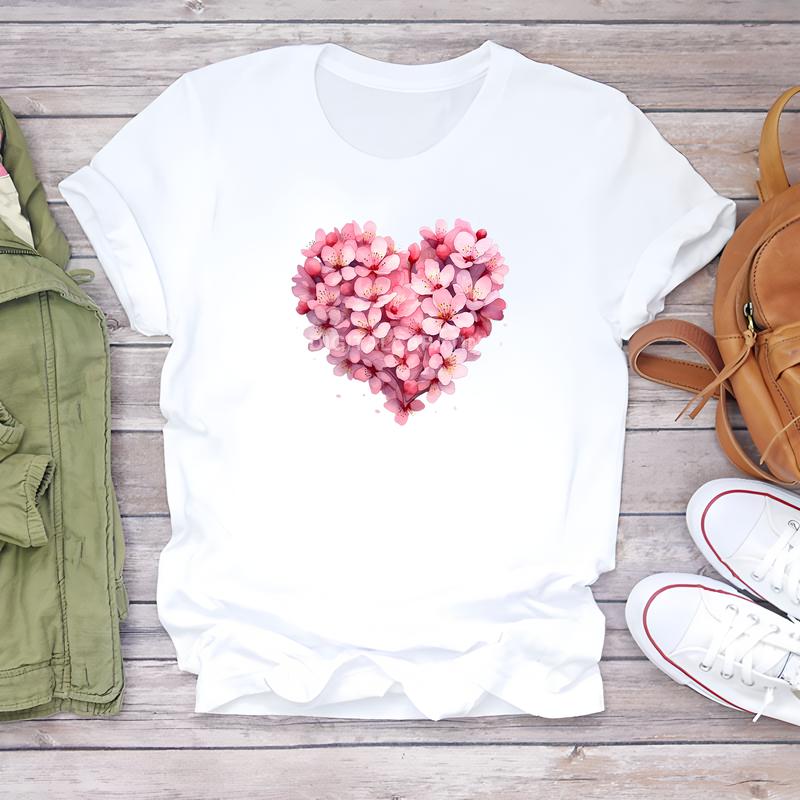 rendy summer T-shirt, women's cute daily wear, short-sleeve stylish prints.
