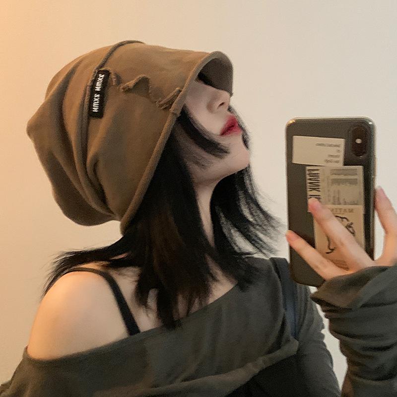 Autumn and Winter Japanese Style Loose Big Head Circumference Hooded Cold Hat Korean Version Versatile Face Showing Small Hat Trend