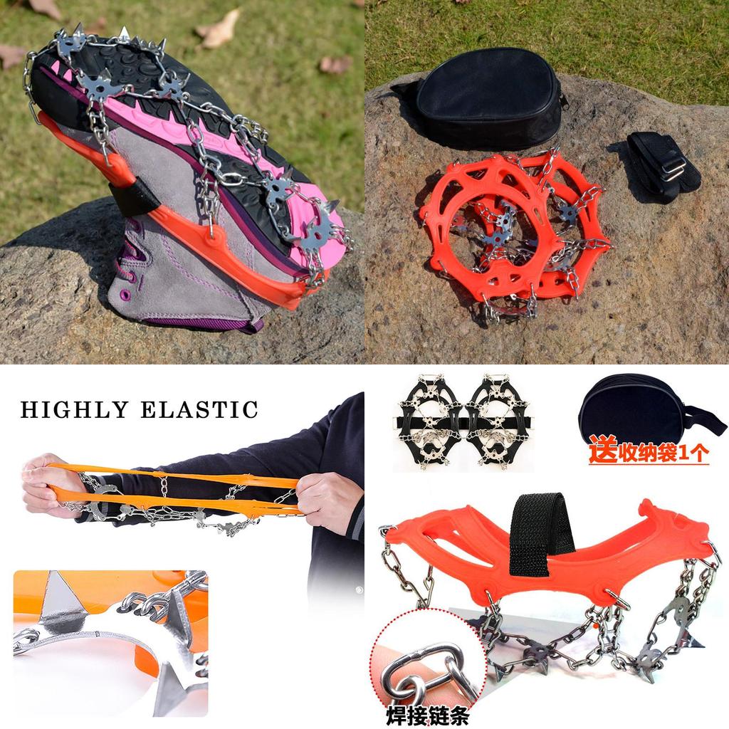 Crampons Versáteis de 18 Dentes para Gelo e Neve Pegador Antiderrapante para Escalada Coberturas para Sapatos Travas com Espinhos