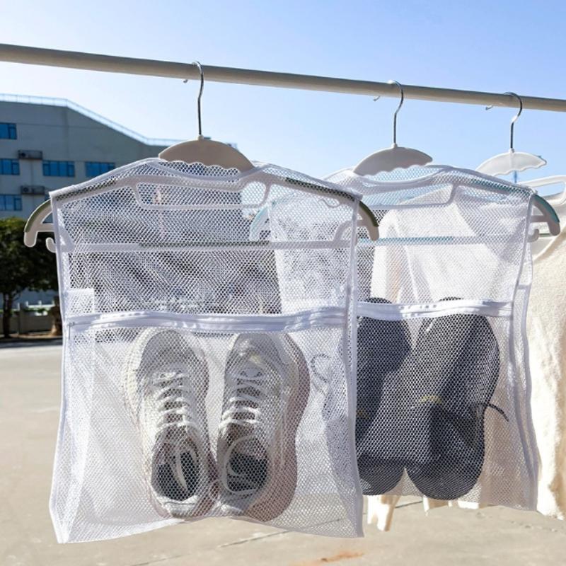 

Мешок для стирки кроссовок Прочная ткань Толстый слой Мешок для стирки обуви одежды Сетка для сушки на воздухе Многоразовый Для женщин мужчин белый