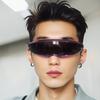 New Futuristic Narrow Cyclops Sunglasses Laser Eyeglasses Uv400 Personality Mirrored Lens Costume Eyewear Men