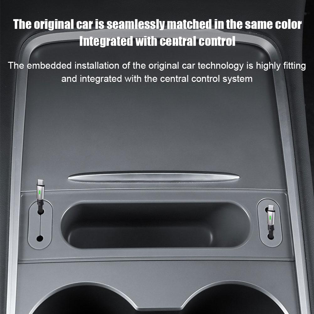 for Tesla Y Phone Charging Cable Clip Management Center Console Hub Organizer Interior Central Control Threading Box