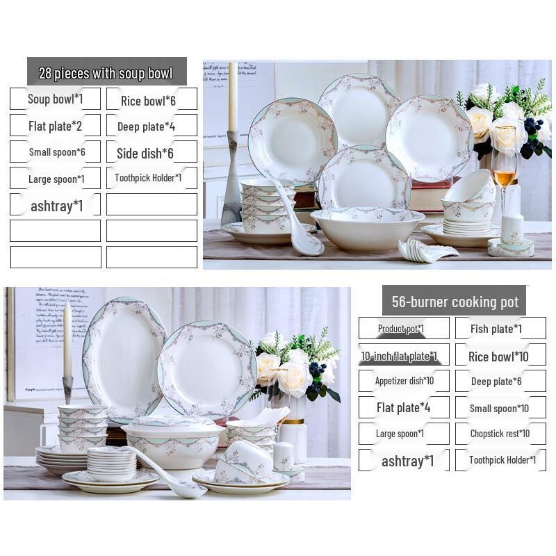 Jingdezhen European Style Ceramic Dinnerware Gift Set 28-piece