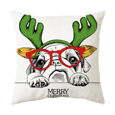 Merry Christmas Cushion Cover 45*45 Cartoons Pillowcase Cotton Linen Sofa Cushions Pillow Cases Pillow Covers