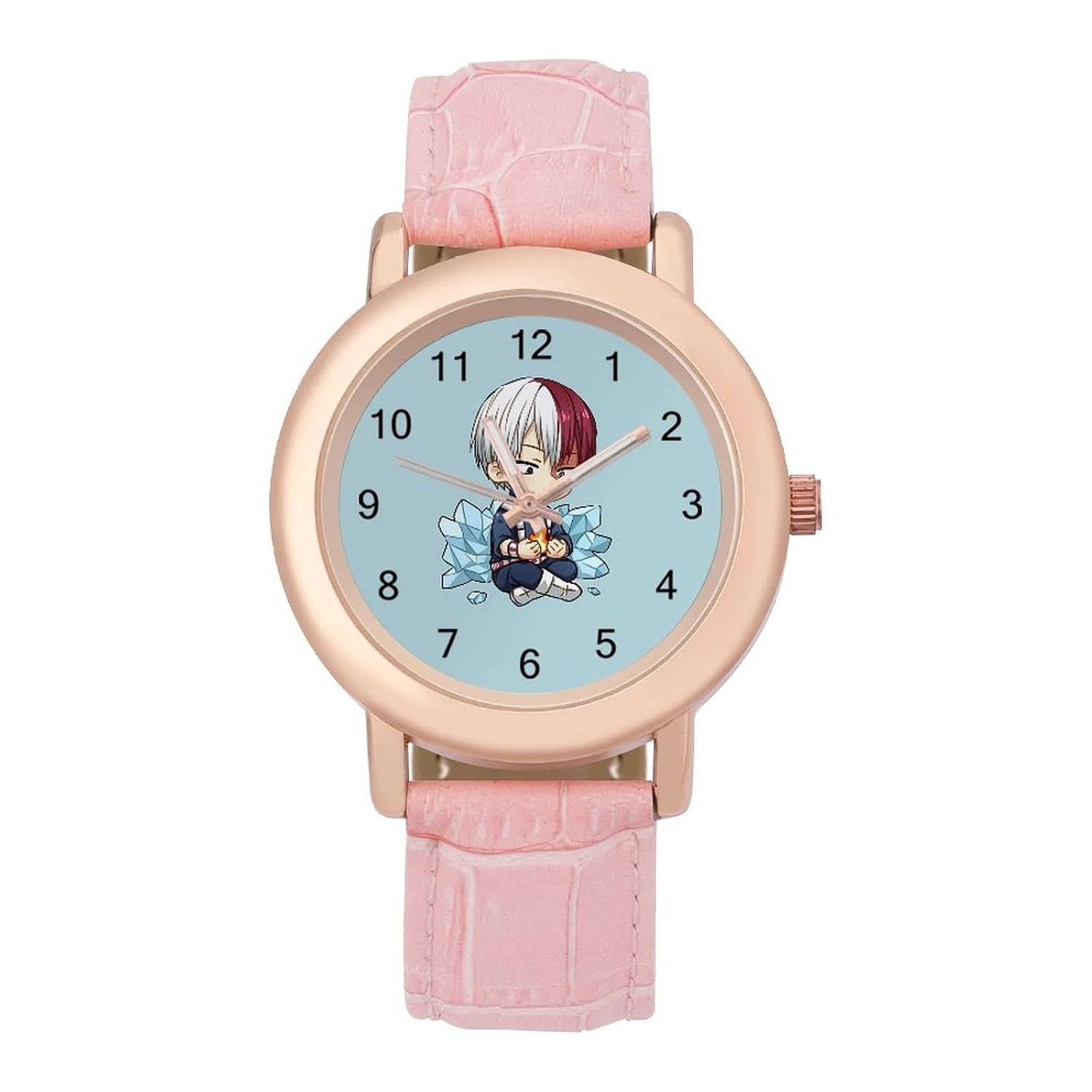 Hiroaka wristwatch stylish mens womens analog waterproof leather strap standard