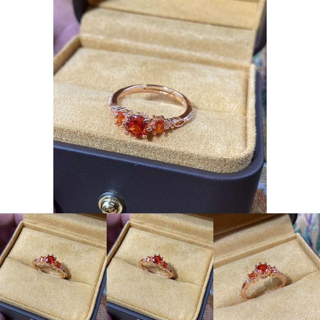Fashionable Copper Geometric Ring With Brilliant Red Zircon For Womens Summer Style