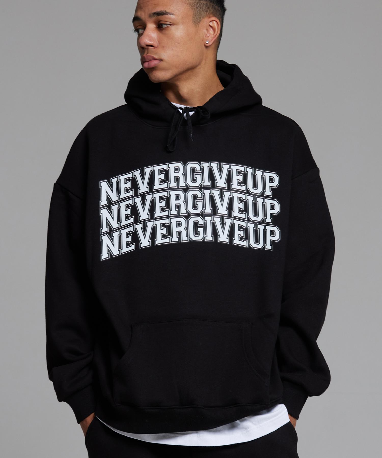 Cream Soda Lab Lab 3G Never Give Up Oversized Hoodie Black M