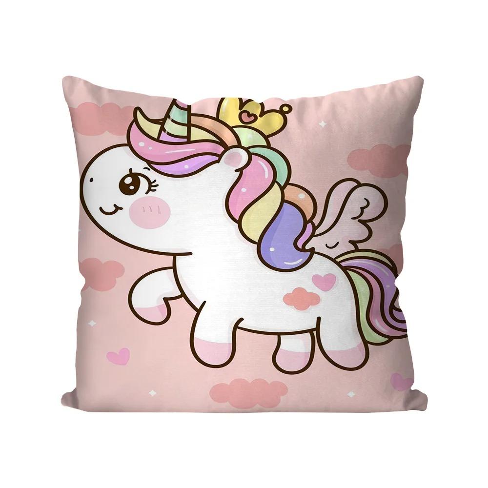 Pink Rainbow Unicorn Print Decorative Pillowcase Bedding Home Decor Cushion Pillowcase
