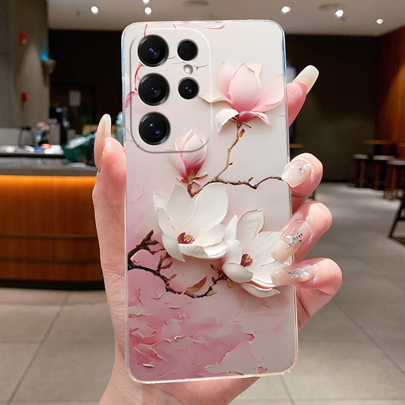 Bag Clear Case For New Hot Samsung Galaxy S26 Ultra S26 edge S 26 Plus Cover Luxury Pretty Butterfly Flower Soft TPU Phone Cases