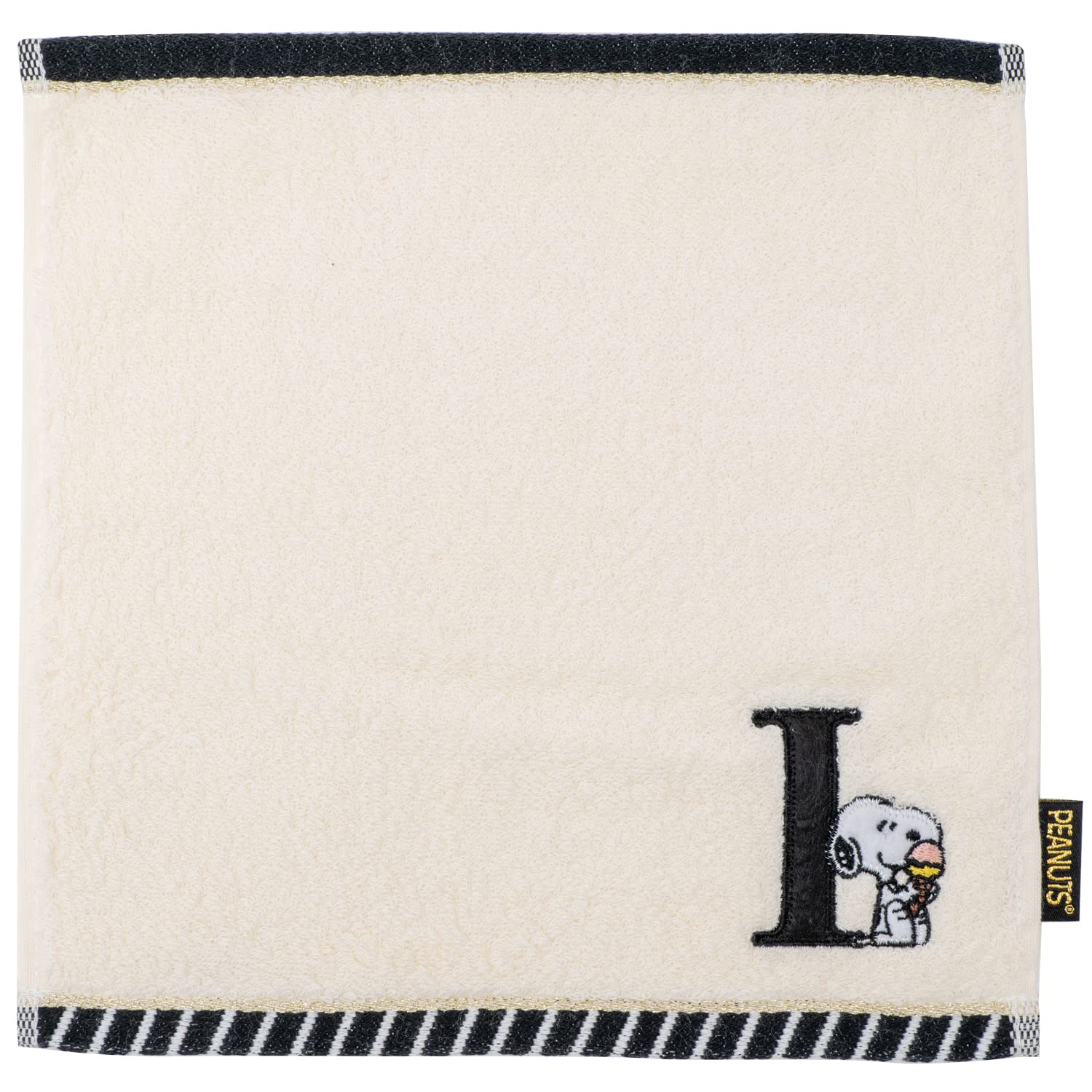 Tsujiseru Snoopy Mini Towel 25cm with Embroidered Initial White I белый