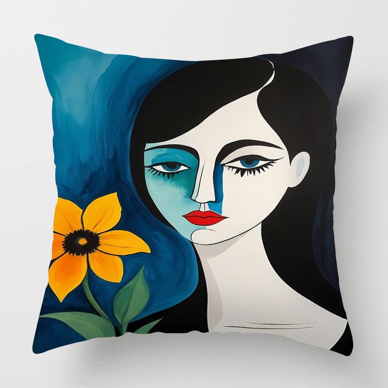 Vintage Figuren Illustrations Kissenbezug 45x 45cm Schlafzimmer Sofa Dekokissenbezug Vier Jahreszeiten Universal Vielfalt optional