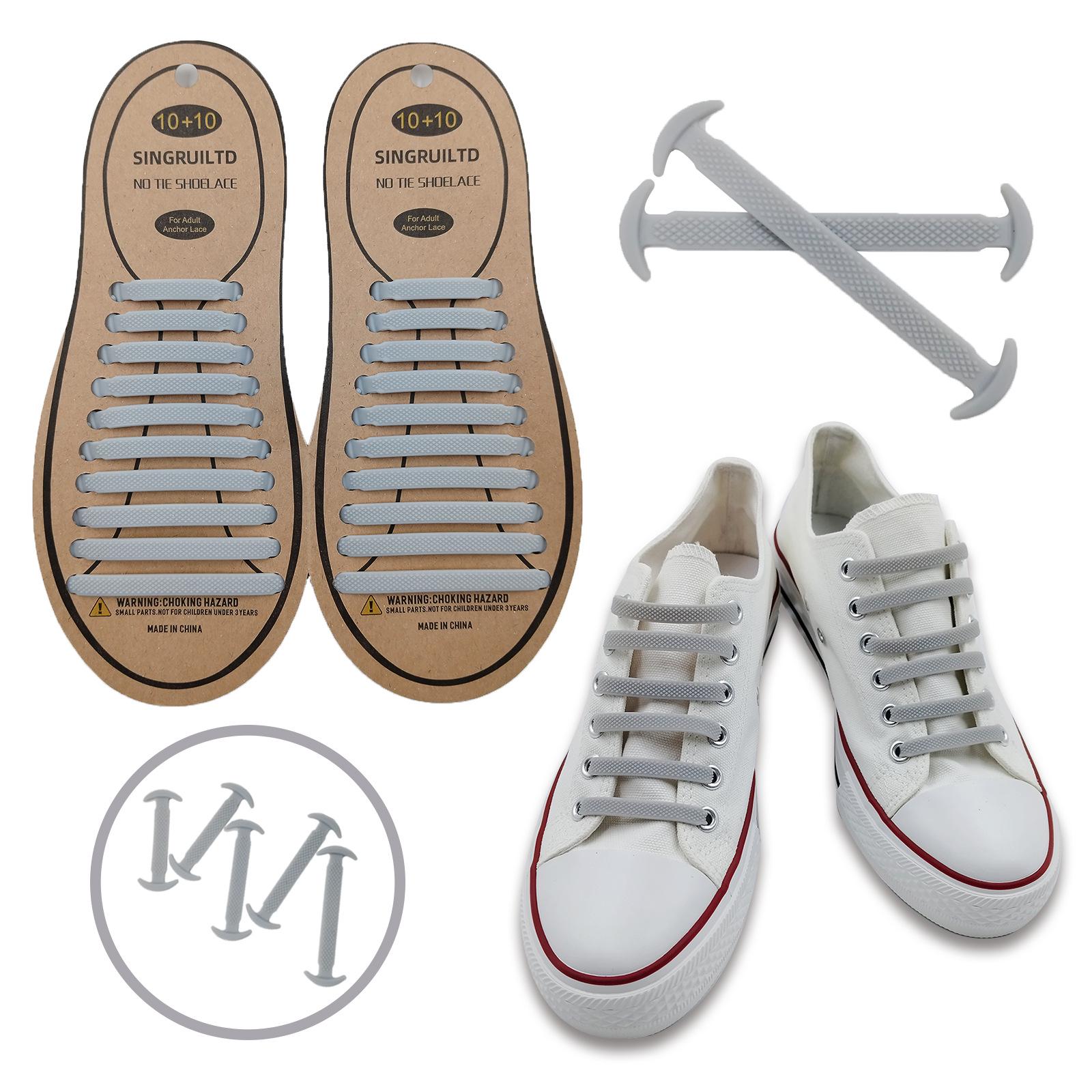 Elastic No-Tie Silicone Shoelaces (10-Pack, White) for Adults & Kids - Perfect for Sports & Casual Shoes