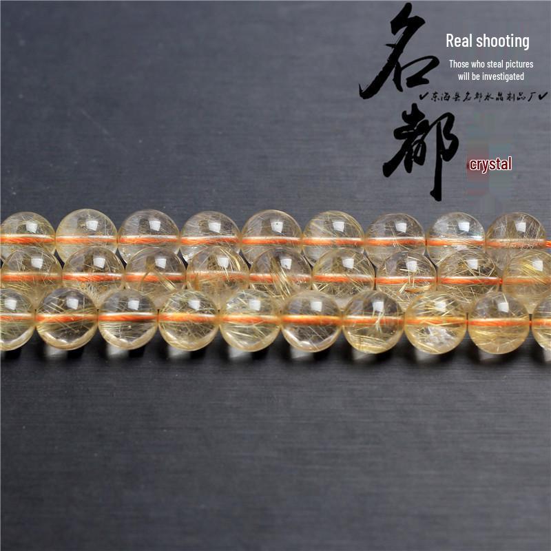 Golden Rutilated Quartz Crystal Beads for DIY Jewelry Accessories