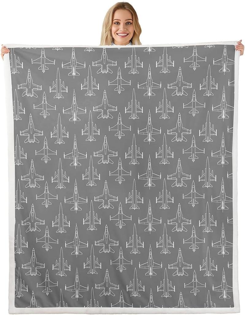 Airplane Pattern Blanket Soft Fleece Throw Kids Room Decor Aviation Theme Baby Gift Home Decoration