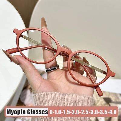 Retro Artistic Oval Small Frame Myopia Glasses Women's INS Style Blue Light Blocking Minus Diopter Eyeglasses Diopter 0 To -4.0