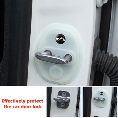 4 pièces Boucle de verrouillage de porte de voiture en silicone Coussin amortisseur silencieux Élastique Anti-collision Couvercle de protection de loquet de porte de voiture