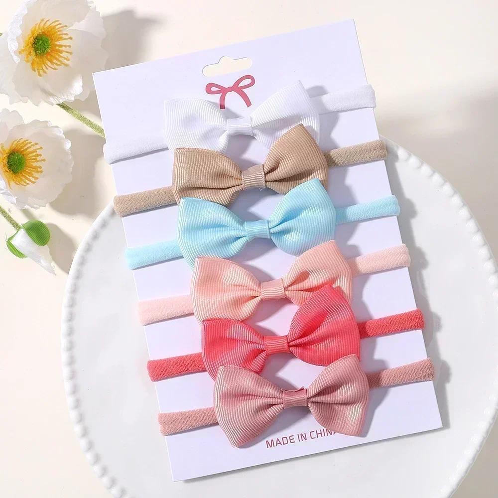 6Pcs/Set Sweet Colorful Ribbon Bowknot Elastic Headband for Baby Girls Ties Headwear Infant Kid Hair Accessories Diademas Gifts