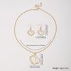 European and American Double Heart Peach Earrings & Necklace Wedding Jewelry Set