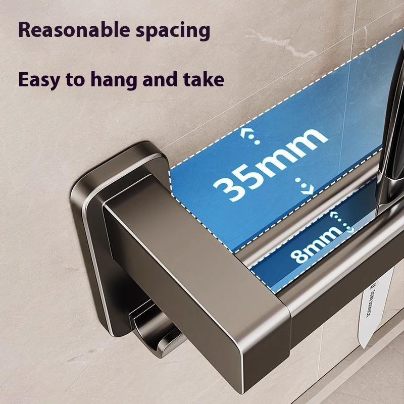 Pistolengrau Küchenhaken Stanzfrei Stange Hängestange Spatel Löffel Aufhänger, Multifunktionales Regal Wandmontiert